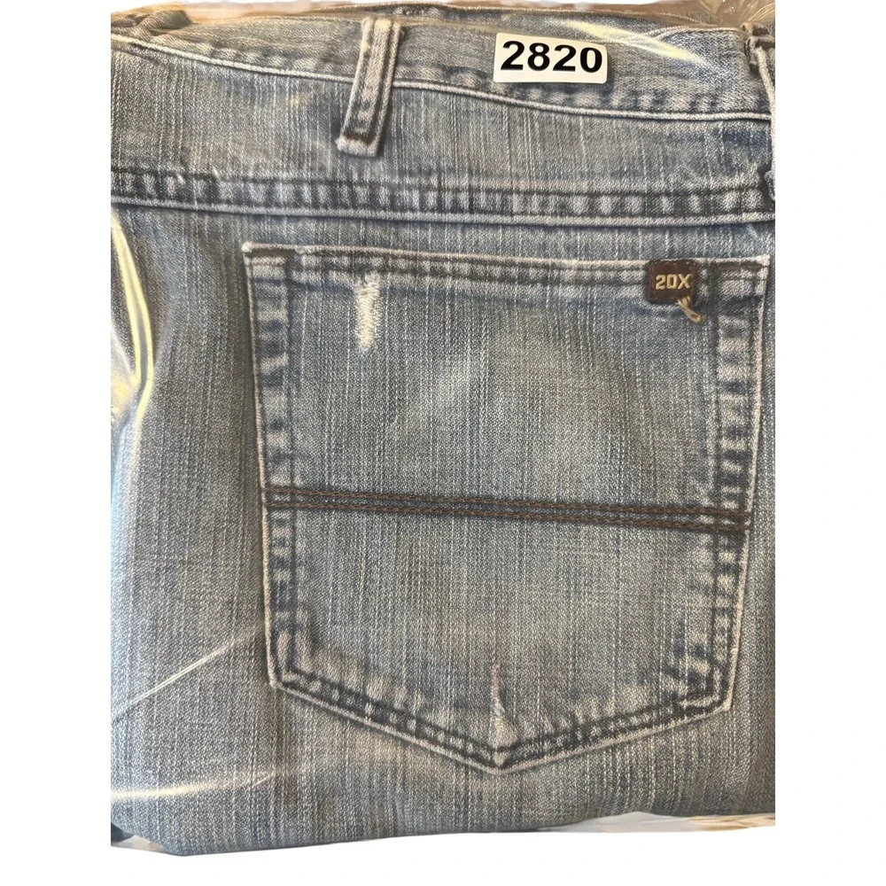 Wrangler 20X Jeans Mens 40x34 Blue Denim Straight Leg‎ Light Wash Distressed